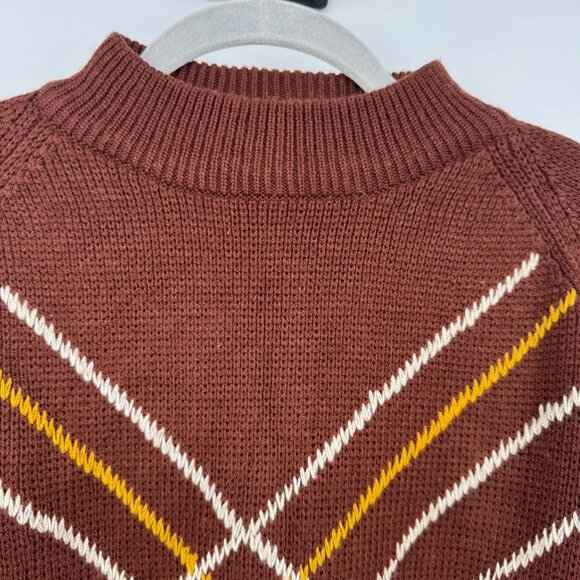 Vtg Mens Pullover mock turtleneck Sweater Retro acrylic brown graphic geometric - Picture 3 of 7